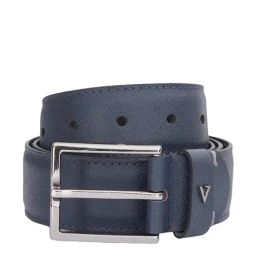 The Vertical Navy Leather Formal Belt for Men-8