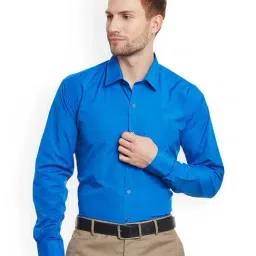 English Navy Turquoise Slim Fit Shirt-image-94