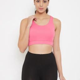 Clovia Pink Non Wired Padded Sports Bra-image-37