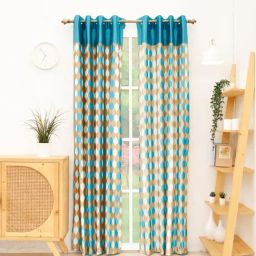 Ariana Beige & Blue Polyester 7 ft Door Curtain - Set of 1-image-52