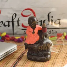 Karate Style Monk Buddha Decorative Showpiece with 10 free Smoke Backflow Scented Cone Incenses-image-51