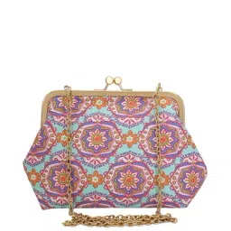 Tarini Nirula Pink & Blue Silk Clutch-44