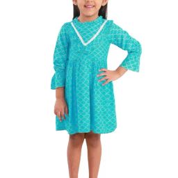 KidsDew Kids Sky Blue Printed Dress-image-72
