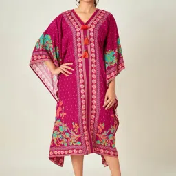 The Kaftan Company Dark Pink Printed Kaftan Dress-image-99