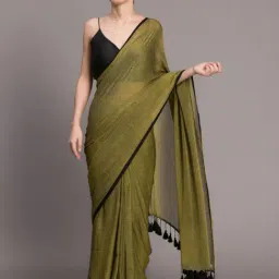 Suta Olive Green Plain Saree Without Blouse-image-16