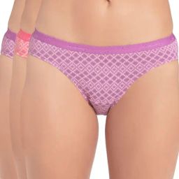 Jockey 1525 Assorted Mid Waist Bikini Panty With Outer Elastic- Pack Of 3 (Colors & Prints May Vary)-image-2
