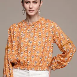 Label Ritu Kumar Light Brown Printed Top-image-27