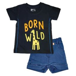 Bodycare Kids Black & Blue Printed T-Shirt with Shorts-image-45