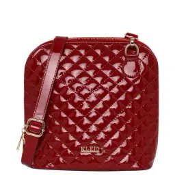 KLEIO Maroon Rivets Medium Sling Handbag-34