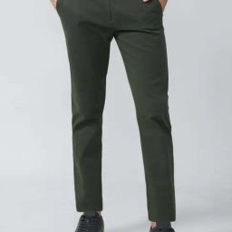 Peter England Casuals Green Super Slim Fit Self Pattern Trousers-image-90