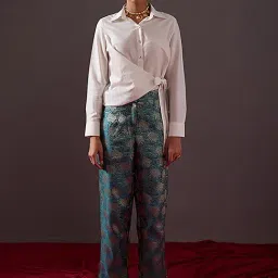 Abhishti White & Blue Wrap Shirt Pant Set-image-5