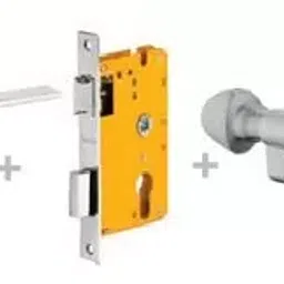 Dorset 70 mm Lever Handle Lock Set With Knob and Key Cylinder Stainless Steel ML CO image 1