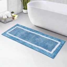 OBSESSIONS Teal Blue Polyester Anti Skid Bath Mat (Large)-picture-7