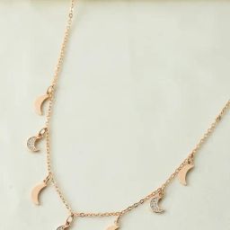 Voylla Rose Gold Sparkling Elegance Crescent Dream Charm Princess Necklace-picture-33