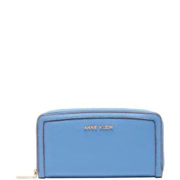 Anne Klein Blue Solid Zip Around Wallet For Women-16