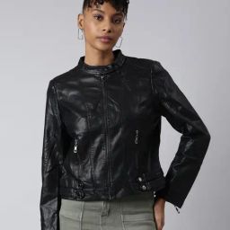 SHOWOFF Black Regular Fit Biker Jacket-17