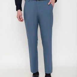 SUBTRACT Steel Blue Slim Fit Flat Front Trousers-image-82