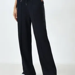 Studiofit by Westside Dark Teal Textured High-Rise Track Pants-image-50