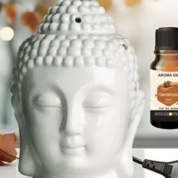 PEEPALCOMM Set Of 2 White Buddha Electric Aroma Oil Diffuser-0