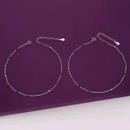 Kai Jewel Sterling Silver Trendy Multi Colour Beads Chain Anklet for Women-image-47