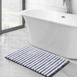 OBSESSIONS Dust Grey Polyester Stripes Anti Skid Stripes Bath Mat (Medium)-picture-17