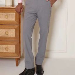 SUBTRACT Light Grey Slim Fit Flat Front Trousers-picture-13