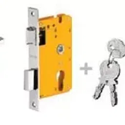 Dorset 60 mm Lever Handle Lock Set With Both Side Key Cylinder Silver Chrome ML DV image 1