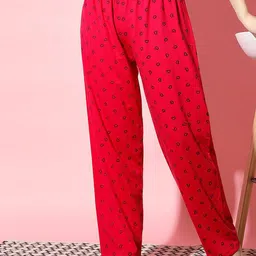 FIT N FAME Women Hearts Printed Lounge Pants-image-58