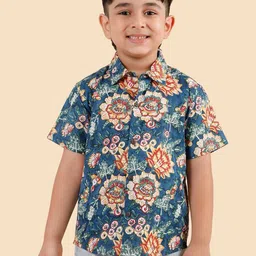 Fabindia Boys Hand Block Printed Spread Collar Cotton Casual Shirt-picture-4