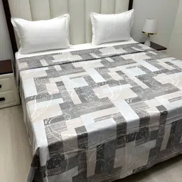 Pure Decor Grey & White Printed Pure Cotton Super King Duvet Cover-picture-32
