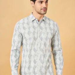 Byford By Pantaloons Grey Slim Fit Printed Shirt-picture-11