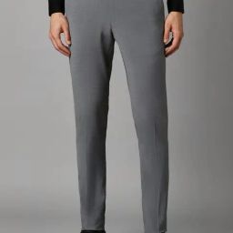 Louis Philippe Grey Slim Fit Texture Trousers-picture-4