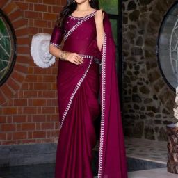 Saree Mall Purple Embellished Sarees With Unstitched Blouse-picture-6
