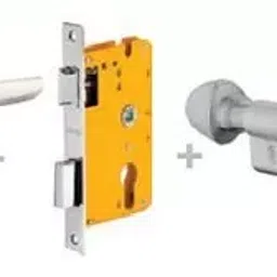 Dorset 70 mm Lever Handle Lock Set With Knob and Key Cylinder Silver Chrome ML AMY image 1