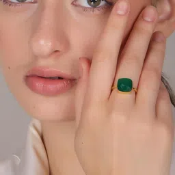 Dua Green Brass Finger Ring-10