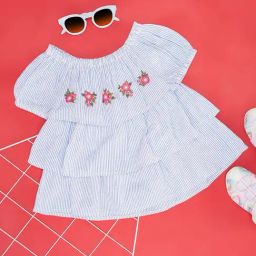 YU by Pantaloons Kids Blue Cotton Floral Print Top-image-75