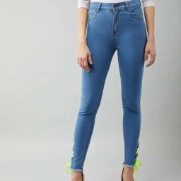 Miss Chase Blue Cotton Skinny Fit High Rise Stretchable Denim Jeans-image-96