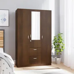 Nilkamal Mozart Walnut Engineered Wood 3 Door Wardrobe-image-8