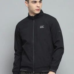 Monte Carlo Mens Solid Black Mock Neck Full Sleeve Jacket-picture-41