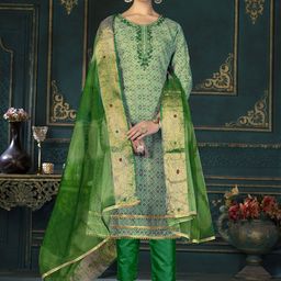 SHADOW & SAINING Embroidered Pure Cotton Semi-Stitched Dress Material-picture-47