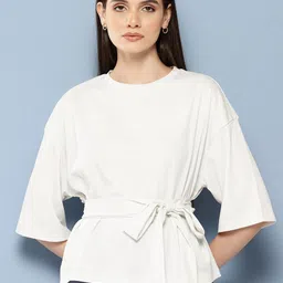 Chemistry Tie-Up Belt Drop-Shoulder Sleeves Top-picture-5
