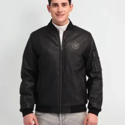 U.S. Polo Assn. Denim Co. Black Regular Fit Logo Printed Bomber Jacket-picture-3