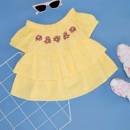 YU by Pantaloons Kids Yellow Cotton Floral Print Top-image-71