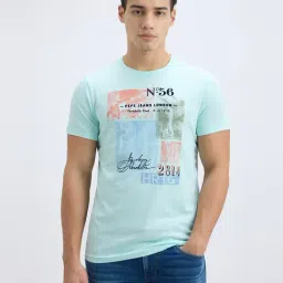 Pepe Jeans Sea Green Cotton Slim Fit Printed T-Shirt-picture-18