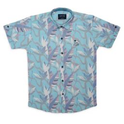 Cavio Kids Sky Blue Printed Shirt-image-54