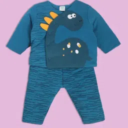 MINIKLUB Kids Blue Printed Full Sleeves T-Shirt with Pants-picture-49