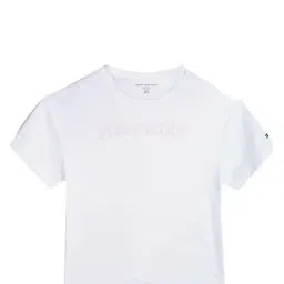 Tommy Hilfiger Girls White Solid Round Neck T-Shirt-image-43