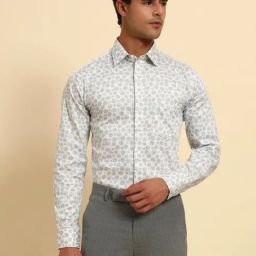 Cantabil Grey Regular Fit Printed Formal Shirt-picture-34