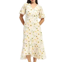 Madame Women Floral Print Flared Sleeve Maxi Dress-picture-22