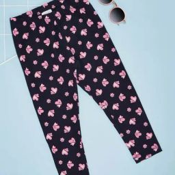 Pantaloons Junior Girls Navy Peony & Pink Printed Legging-picture-29